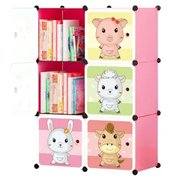 

DIY Simple Bookcase Children Bookshelf Small Cabinet Simple Modern Cartoon Free Combination Plastic Storage Locker
