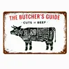 BUTCHER'S GUIDE Vintage Metal Signs Cut Beef Cow Chicken Pork Duck Poster Kitchen Decorative Plates Plaque Wall Stickers N286 ► Photo 3/6