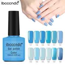 1X10 Ml Ibcccndc Gradien Biru Langit Seri Enamel Gel Semi Permanentes UV Nail Gel Polish Rendam Off Lacquer pernis Kuku Seni Desain(China)