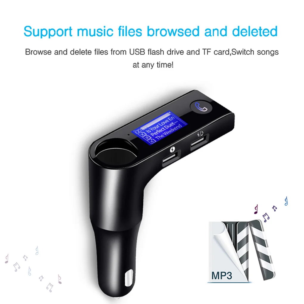 Автомобильный MP3 Bluetooth 4,1 плеер Handsfree FM передатчик Поддержка U диск телефон двойной USB зарядное устройство адаптер питания