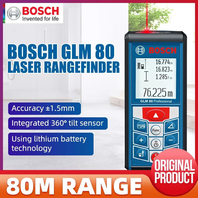 Ручной инфракрасный лазерный дальномер Bosch GLM80 перезаряжаемый прибор для