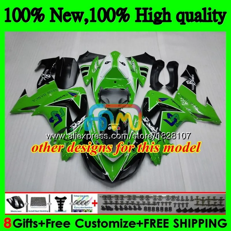 Корпус для KAWASAKI ZX 10 сотрудников отдела исследований ZX-1000 ZX-10R ZX1000 CC 06 07 16BS. 0 ZX 1000CC ZX 10R ZX10R 06 07 2006 2007 обтекатель комплект зеленого и черного цвета