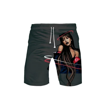 

Women's 3D Ariana Grande templar 3D Board Shorts Trunks 2019 Summer Quick Dry Shorts women Hip Hop Short Pants Beach Wear