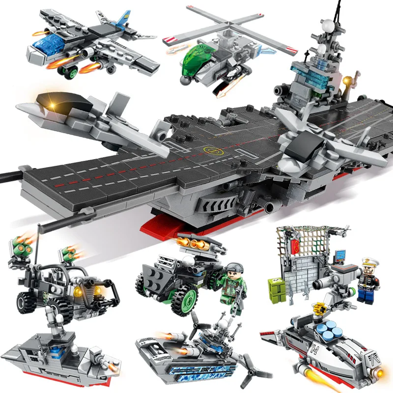 

Toys For Children Military Carrier Model Kit Compatible Legoing DIY Assembled Educational Building Blocks Brick Kid Gift New O20