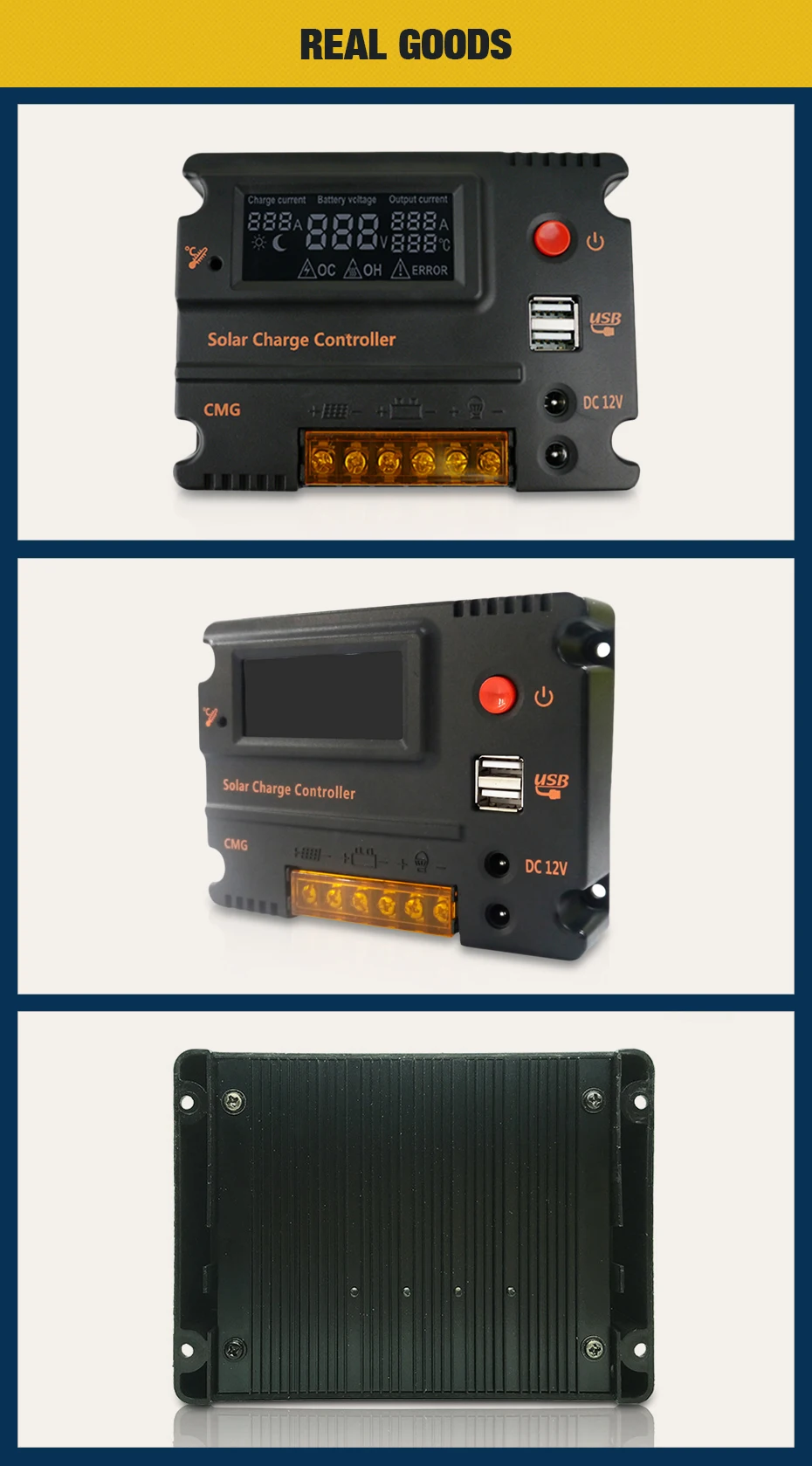10A 20A PWM регулятором солнечного заряда контроллер 12V 24V автоматический переключатель Выход регулятор Панели солнечные Батарея Зарядное устройство ЖК-дисплей Dual USB Выход 5V 3A