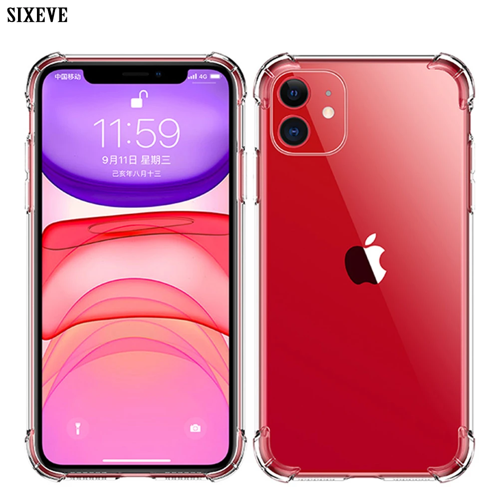 Shockproof Silicone Soft Clear Case For iPhone 12 11 Pro X XR XS Max 5 6 SE 5S 6S 7 8 Plus 11Pro Mobile Phone Cover Shell Bumper iphone 6s plus phone case