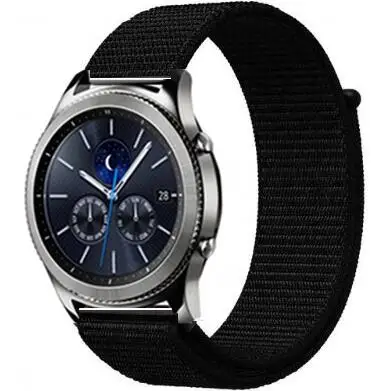 Нейлоновый ремешок 22 мм 20 мм для samsung gear s2 sport S3 Frontier Classic galaxy watch 42 мм 46 мм huami amazfit bip band huawei gt 2 - Цвет ремешка: Черный