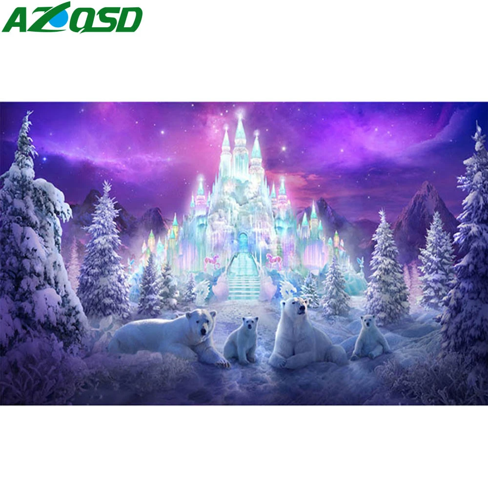 Azqsd Алмазная картина мозаика полярный медведь 5D алмазная вышивка зима полный квадратный/круглый дрель украшение дома DIY рукоделие