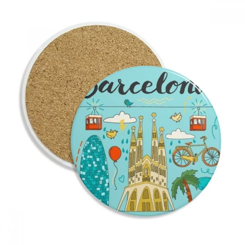 

Barcelona Spanish Sagrada Familia Stone Drink Ceramics Coasters for Mug Cup Gift 2pcs