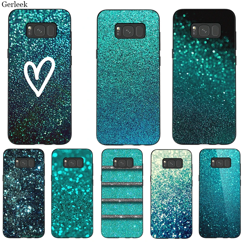 

Phone Cass For Samsung A3 A5 A6 A7 A8 A9 A10 A20 A30 A40 A50 A60 A70 J6 Cover Green Mint Glitter Shell