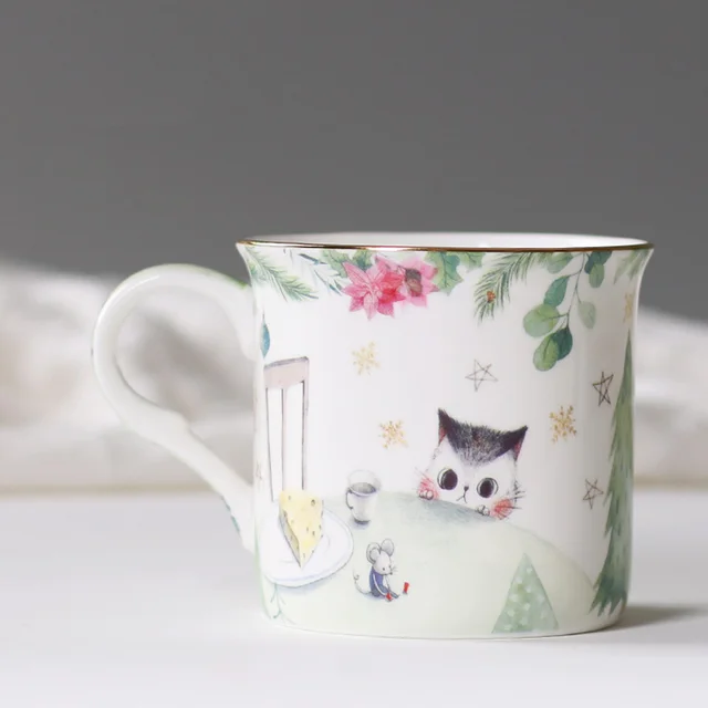 Cute cat bone china mug coffee 300ml