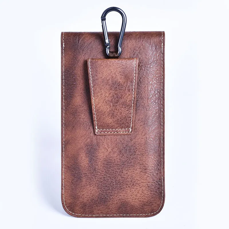 Sac De Ceinture En Cuir Véritable Pour Téléphone - Portefeuille Multifonction - Taille 9,5x17 Cm - Couleur Café
