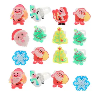 

72Pcs Luminous Rings Santa Claus Christmas Tree Snowflowers Fluorescent Rings Finger Ring Band Flashing Rings Kid Ring Toys