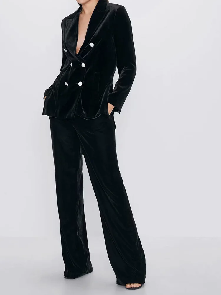 

Overplus of Goods Exported to Europe And US Women's 2020 Spring New Products Velvet Double Row Mouth Fold-down Collar Casual Sui