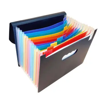 

Adeeing File Folder A4 Rope Clasp Pack Colorful Rainbow /Black Folder 13 Pockets File Folder d35