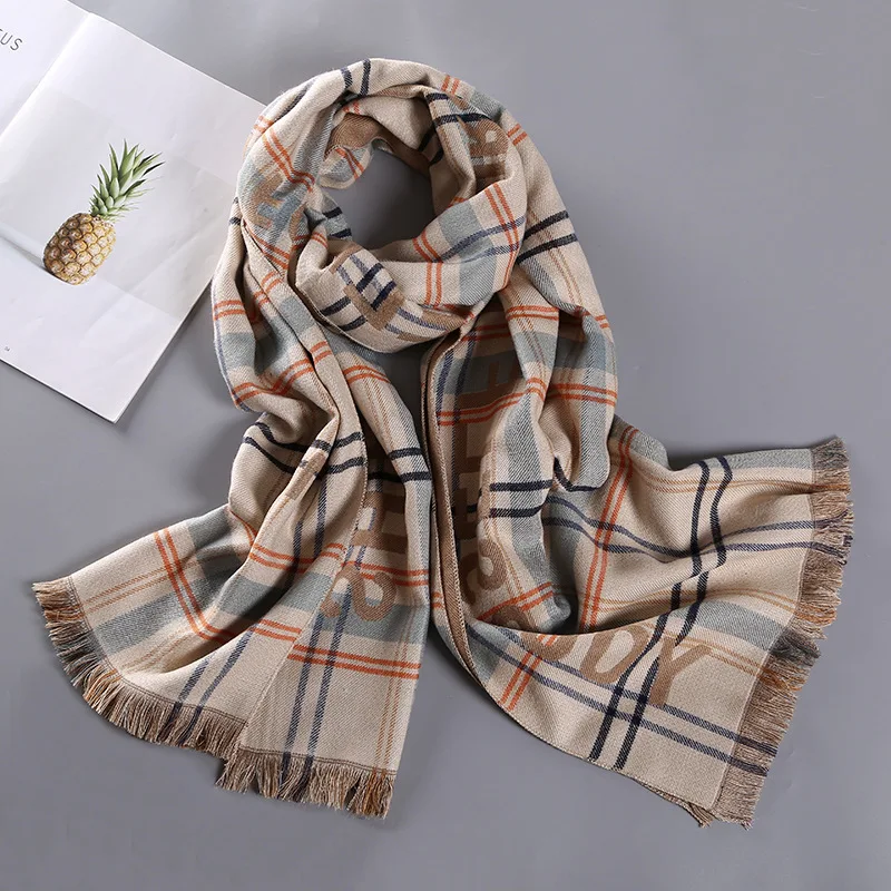 

2020 Plaid Scarf Cashmere Shawls Women Winter Warm Plaid Shawls and Wraps Cloak Ms Thick Blankets Tassel Scarves Brand Designer