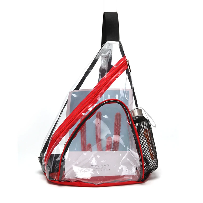 Прозрачная ПВХ водонепроницаемая сумка-мессенджер Унисекс Мужская Женская спортивная уличная дорожная сумка через плечо Короткая Повседневная сумка на одно плечо - Цвет: Красный