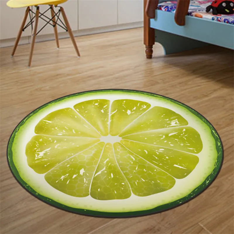 

Cute Fruit Print Rug Fashion Home Decor Warmly Fruit Rug Kids Sitting Carpet 3D Print Round Kitchen Door Soft Mat