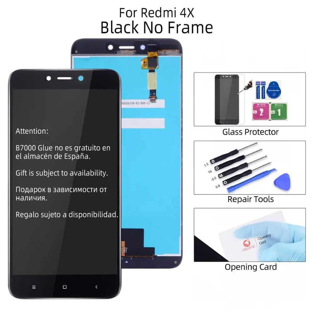 Black No Frame Дисплей для XIAOMI Redmi 4X / 4x Pro / 4X Prime LCD в сборе с тачскрином на рамке 5.0'' Черный и белый золото - Цвет: Black No Frame