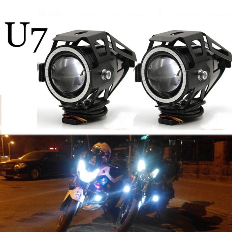 

2PCS Motorcycle Headlight 125W 3000LMW Motorbike spotlight 12V 24V U5 U7 LED Moto Driving Spot Head Light HeadLamp