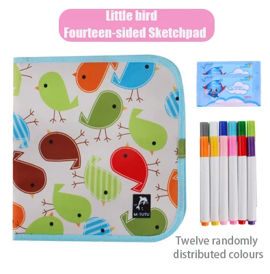 7 Portable Sketchpad Repeatable Wipe Painting Book Blackboard Album With Colour Pen Dustless Graffiti Kids Painting Book 12 Pens - Цвет: 7