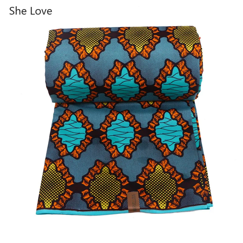 Она любит 1 ярд оболочки шаблон полиэстер батик ткань Анкара африканская бинта настоящая восковая Ткань Diy женское платье делая аксессуары