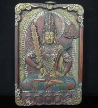 

wedding decoration China wealth auspicious Mahogany Thangka Buddha Plate Hand Carved Guanyin Buddha Statue Tag hanging screen