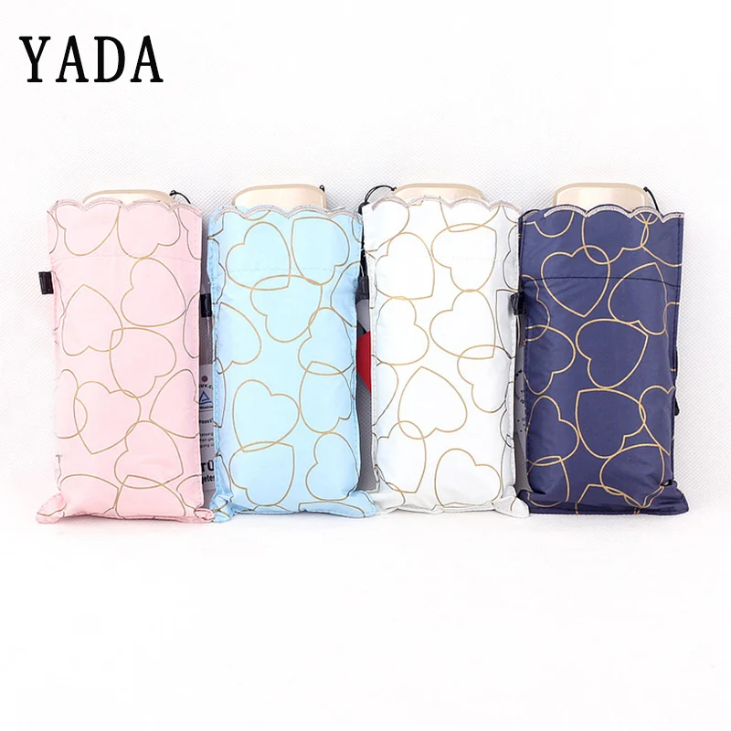

YADA Light Mini Heart LOVE Lace Umbrella Rainy Five Pocket Foldable Umbrella For Women Men Valentine's Day Gifts Umbrellas YD215