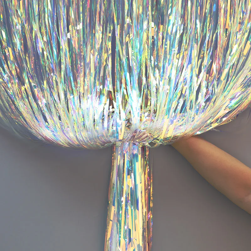 

1 * 2m Shiny Laser Rain Silk Curtain Rose Gold Tassel Adult Wedding Birthday Party Background Decoration Photography Prop