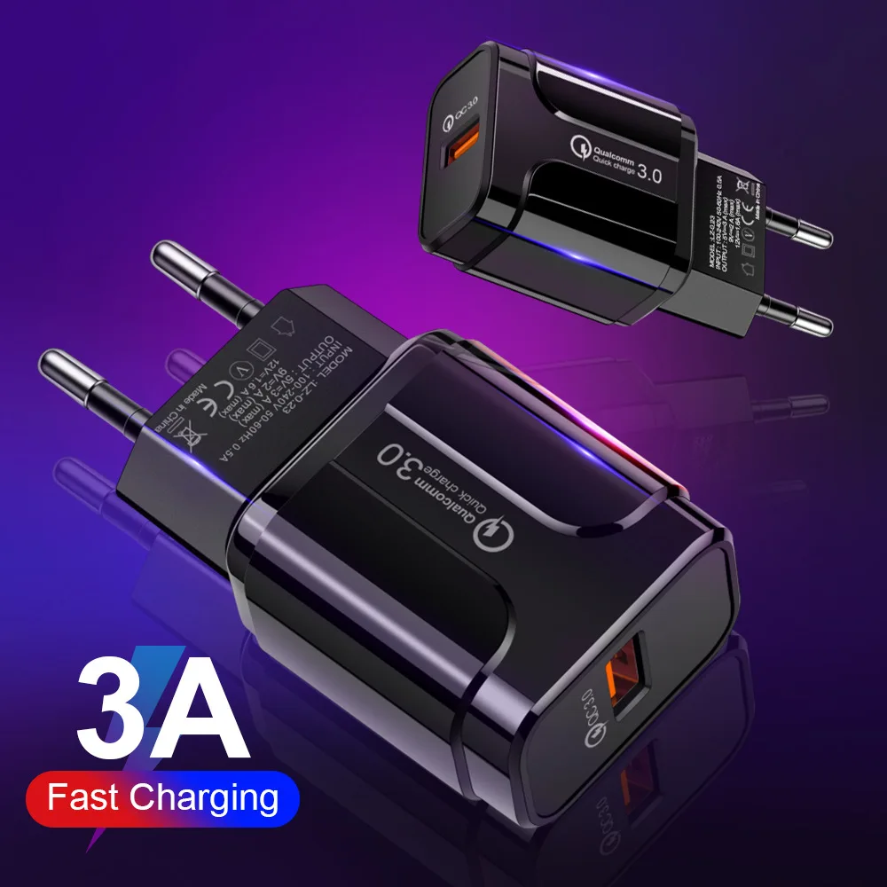 

18W Quick Charge 3.0 USB Charger EU US 5V 3A Fast Charging Mobile Phone Charger For iphone 11 Huawei Samsung Xiaomi LG Adapter