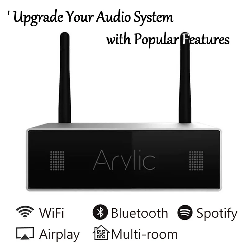 

A50 WiFi and Bluetooth Amplifier Wireless Audio Receiver HiFi Class D Digital Streamer Multi-room DLNA Airplay Spotify Free APP