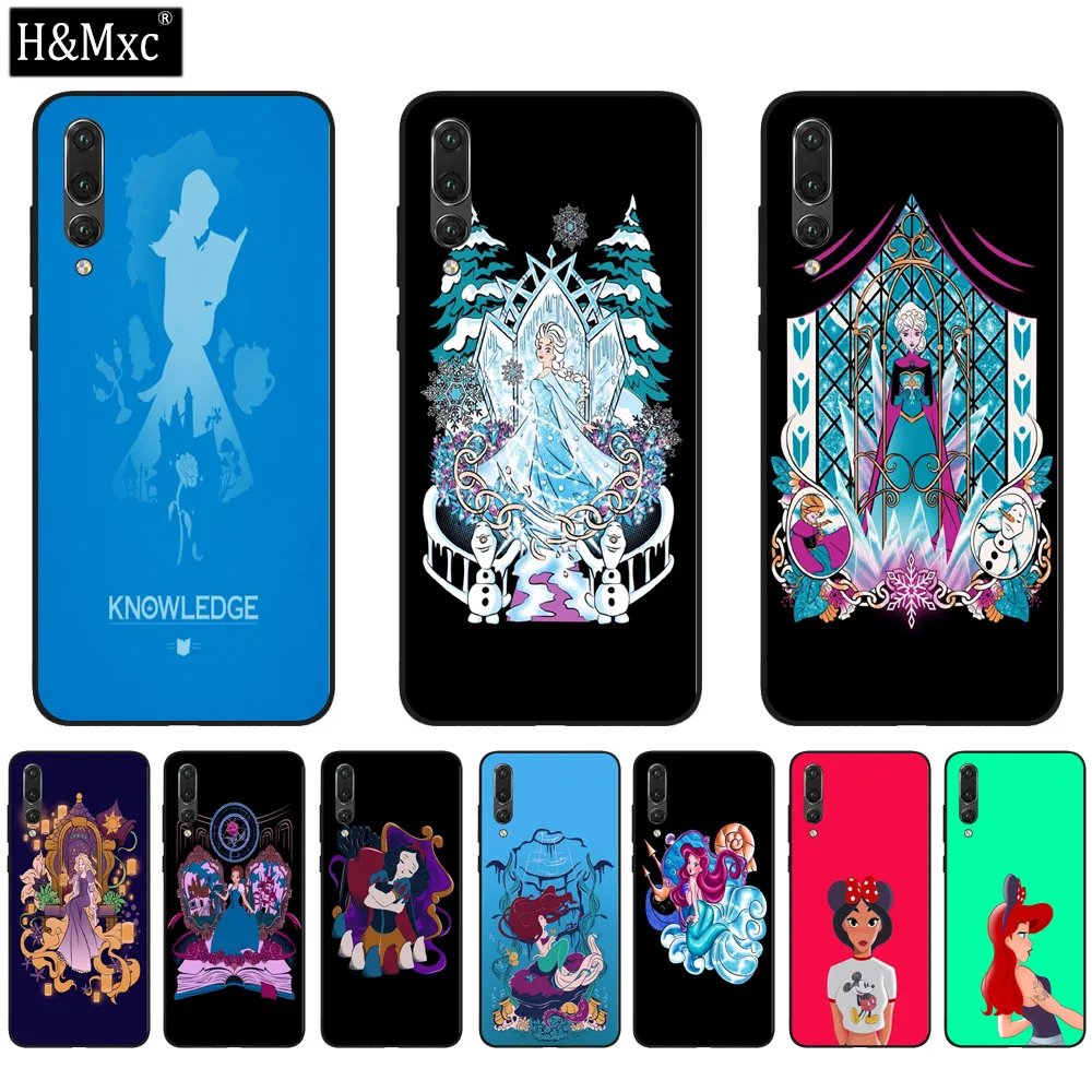 

Beautiful Disney Princess 2 Tempered Glass Phone Case For Huawei P20 Lite Back Cover Shell Pouch Coque Bumper For Huawei P20 Pro