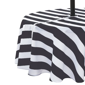

VCVCOO Outdoor Picnic Round Tablecloth Waterproof Anti-Stain, Polyester Patio Tablecloths with Zipper Umbrella Hole