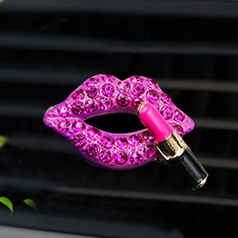 Милые красные губы украшение для парфюмерных изделий изысканный горный хрусталь кристалл освежитель воздуха автомобиля духи клип автомобиль Стайлинг