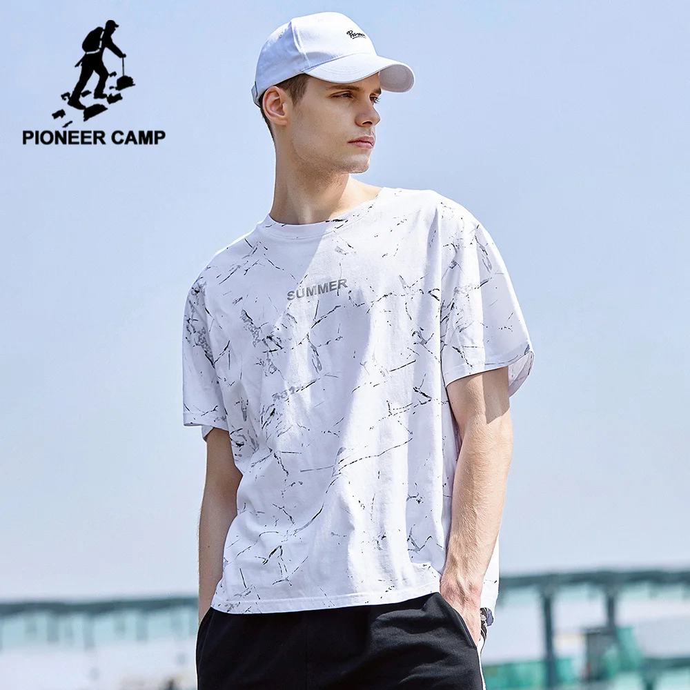 Мужская камуфляжная футболка Pioneer Camp белая из 100% хлопка в стиле хип-хоп большие