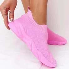

2021 Women Breathable Slip-on Mesh Sneakers Vulcanized Female Causal Comfort Sport Shoes Ladies Summer New Footwear Big Size