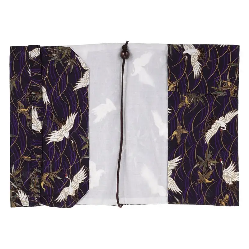 1pc A5 Adjustable Book Cover Decorative Book Sleeve Crane Design Protector Hand-made Cloth Cover Hand Account