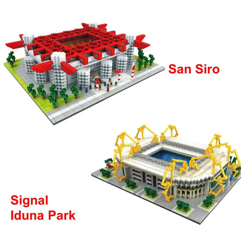 

San Siro Football Field Signal Iduna Park Stadium Building Blocks Assemble Architecture Educational Bricks Gifts for Children