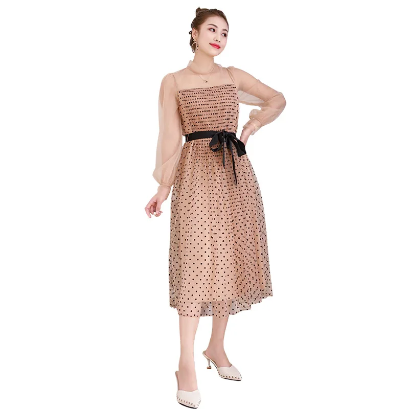 

Dress Elegant Dresses 2020 New Spring and Summer High-End Striped Chiffon stitching ruffles Elegant Dress Long Sleeve Dress