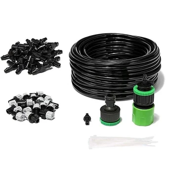 

25M Outdoor Automatic Water Misting Cooling System Irrigation Sprinkler Nozzle Kit for Outdoor Garden Plants/Farm