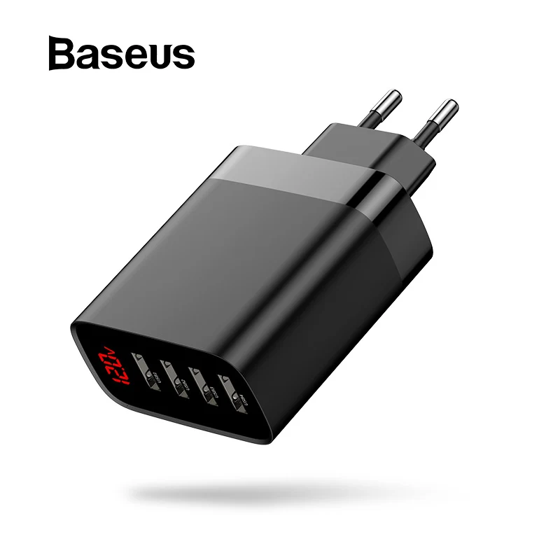 Baseus 4 порта USB зарядное устройство 30 Вт Цифровой дисплей телефон зарядное устройство для iPhone 11 Xiaomi Redmi Note 8 Pro samsung S10 Plus планшет