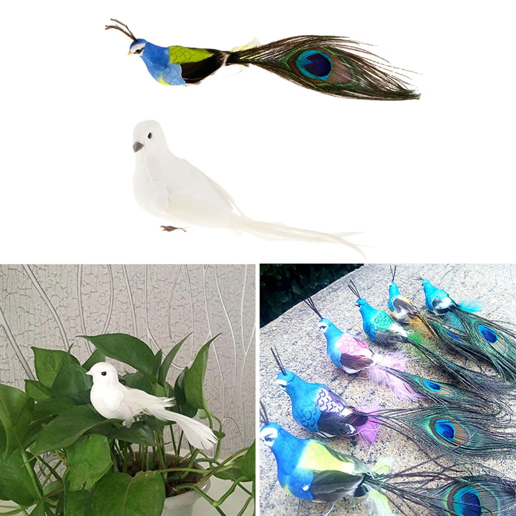 手作りのかわいい小さな人工ピジョンとカラフルな孔雀の鳥の装飾庭の装飾ギフト Garden Statues Sculptures Aliexpress