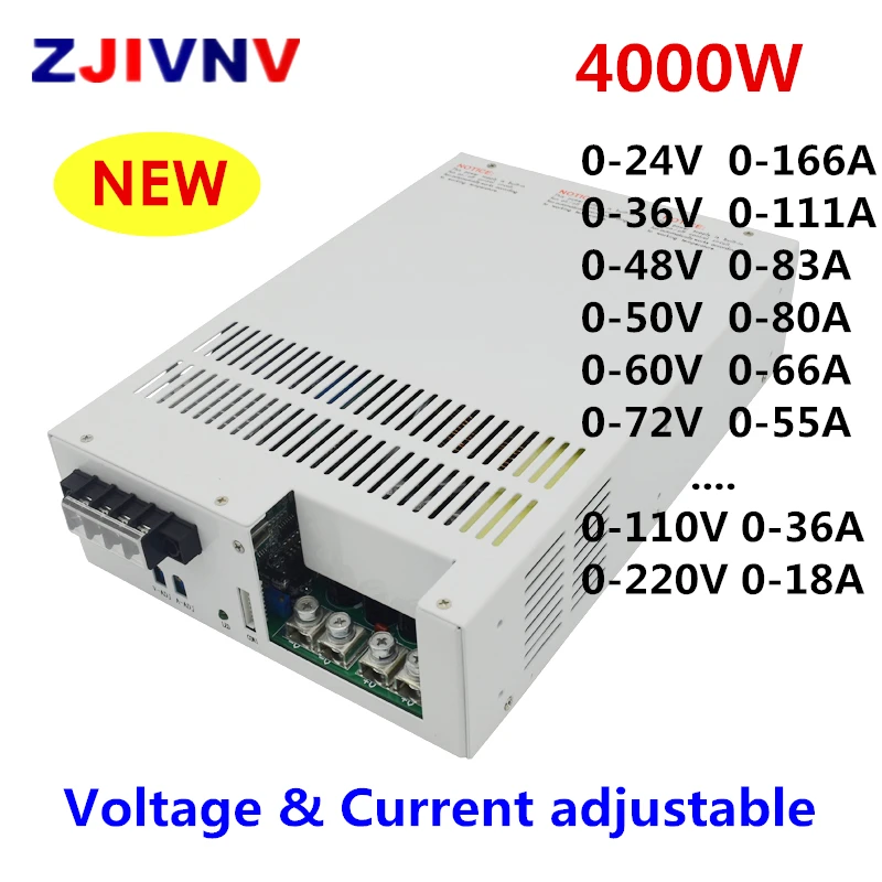 

4000W ajustable voltage & current Switching power supply AC-DC SMPS output 0-24V 36V 48V 60V 72V 80V 90V 100V 220V car led CNC