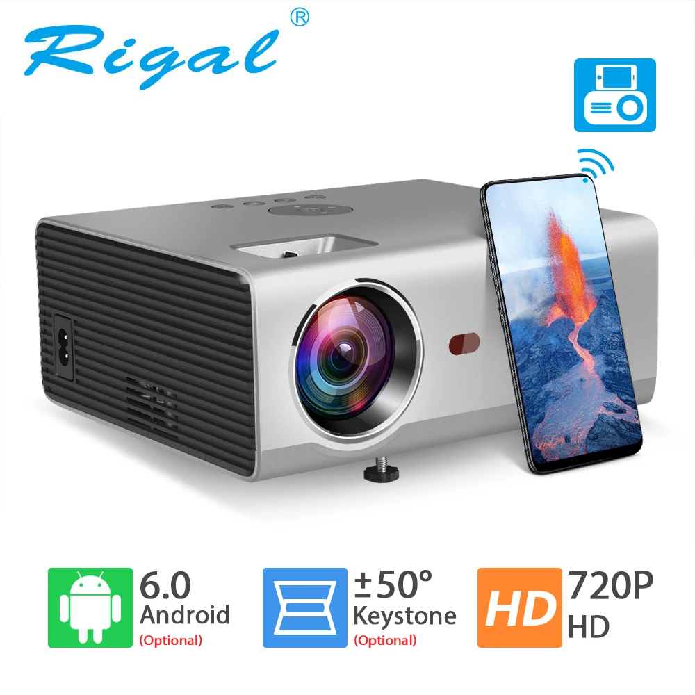 Мини проектор Rigal RD825 естественное разрешение 1280 x 720P LED WiFi 3D Android 6 0 поддержка HD 1080P