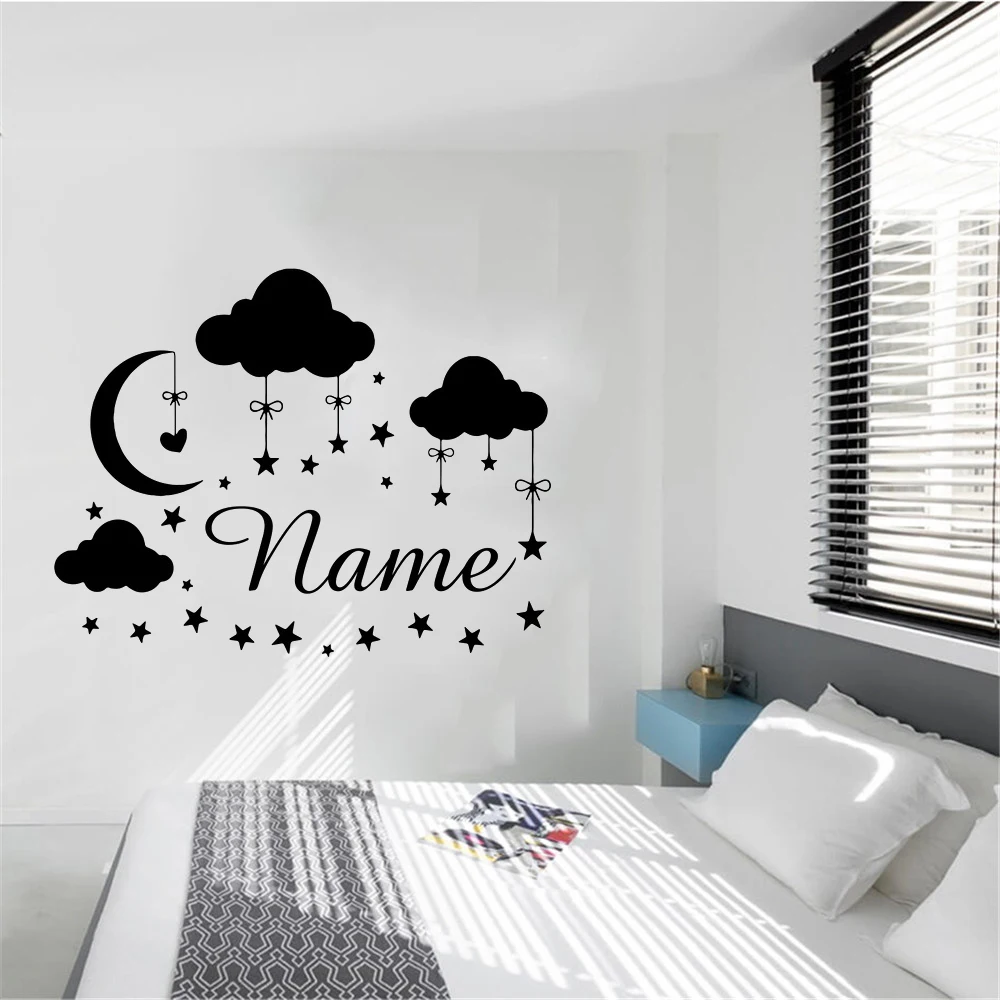 Bedroom, Personalised Name & Stars Wall Art Custom Vinyl Sticker Girls/Kids 