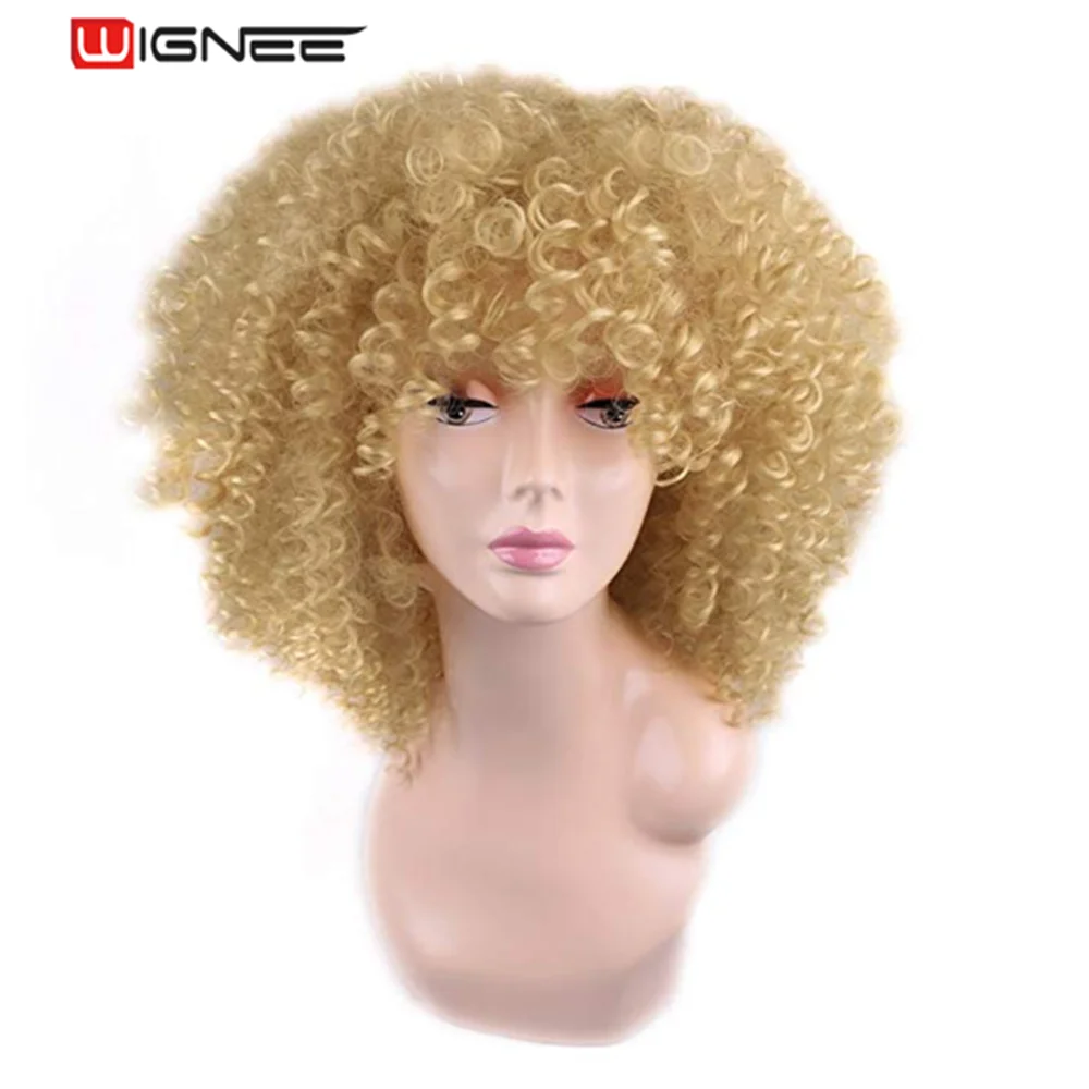 Парик Wignee для женщин синтетические короткие светлые кудрявые искусственные
