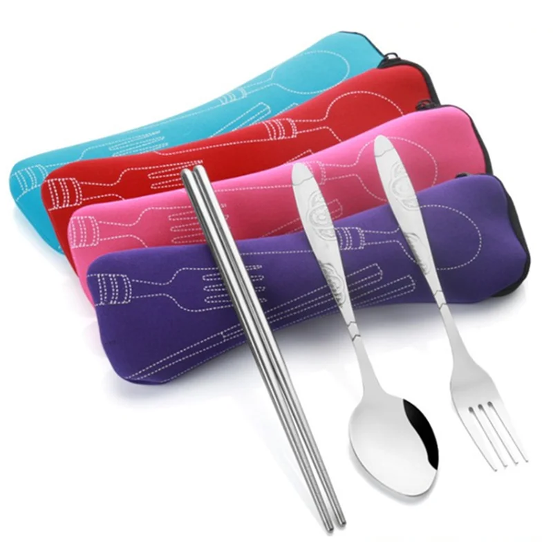 Наборы посуды из нержавеющей стали портативная посуда для улицы наборы с