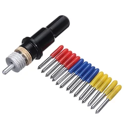 Lâminas de aço de tungstênio e suporte de lâmina preta, 15 peças de 30/45/60 graus para cortador roland de vinil