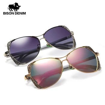 

BISON DENIM Fashion Brand Women Sunglasses Metal Frame Polarized Sun Glasses UV400 TAC Lens Driving Eyewear for Female Y9545