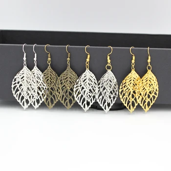 

Vintage Boho Bohemian Leaves Drop Earrings Long Big Hollow Leaf Drop Earrings For Women Wedding Jewelry Gift Accessories
